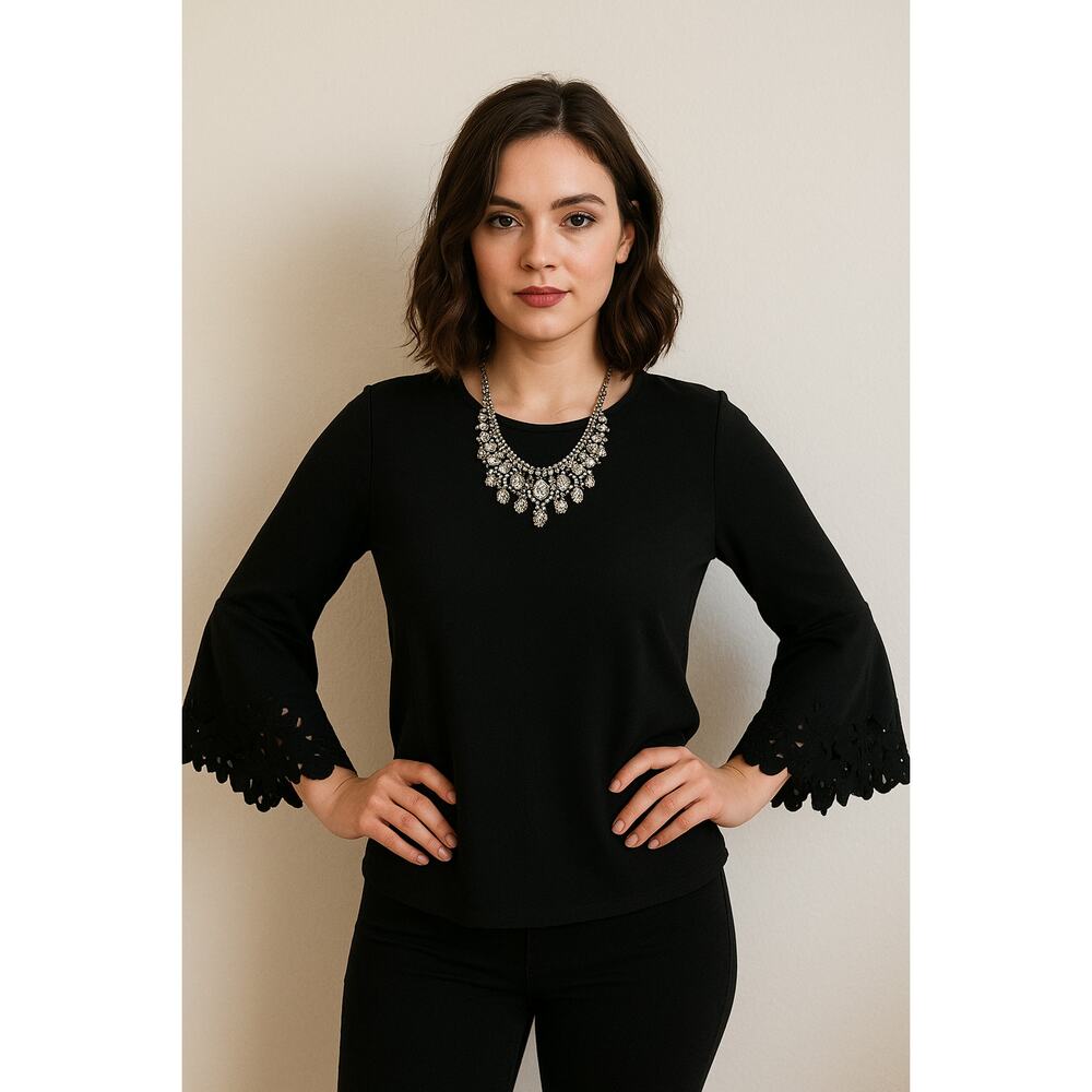 See by Chloe Black Bell Sleeve Top